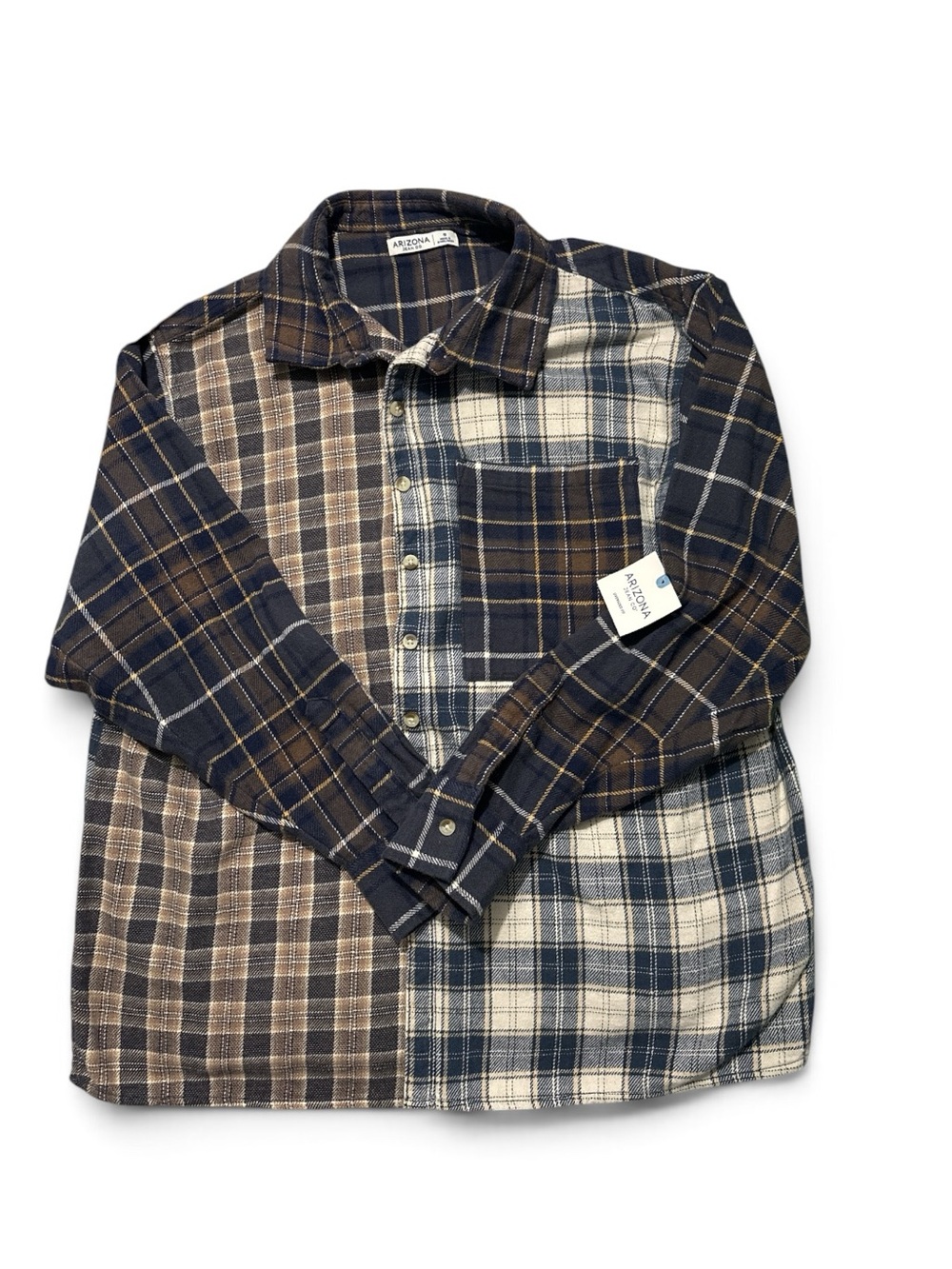 ARIZONA Multi Plaid Mix Flannel Button Up Men’s Shirt Size Small
